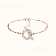 Hermes Finesse Bracelet Or Rose Avec Diamants Date Femmes Bijoux