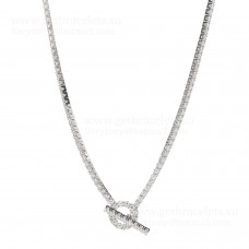 Collier Hermes Finesse Link en or blanc avec pavé de diamants Collier Hermes Finesse Link en or blanc avec pavé de diamants