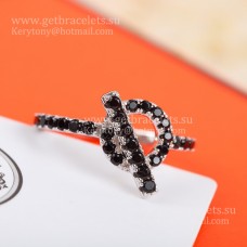 Bague Hermes Finesse avec pierres précieuses spinelles noires or blanc vente aux États-Unis