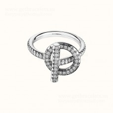 Bague Hermes Finesse avec Diamants Bijoux en Or Blanc Cadeau Saint Valentin
