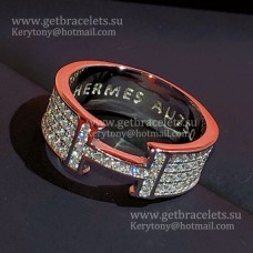 Hermes H LOGO Bague en or blanc avec diamants pavés Nouveaux bijoux pour femmes