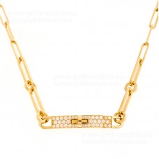 Hermes Kelly Chaine Collier ras du cou à maillons de chaîne en diamant avec diamants Argent/Or jaune/Or rose