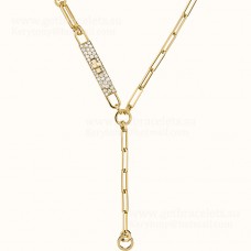 Collier Hermes Kelly Chaine Lariat avec diamants or rose/argent