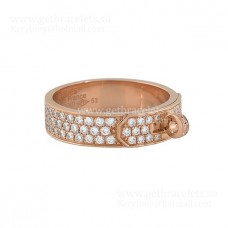 Hermes Kelly Lock Ring Avec Pave Diamonds Or Rose/Or Blanc Paris Week Unique Femmes Bijoux