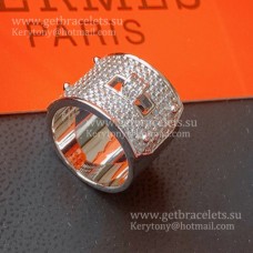 Hermes Kelly Ring Large avec diamants dans Sliver UK Store