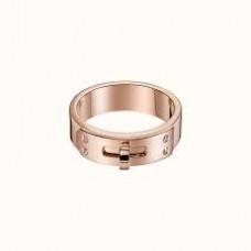 Bague Hermes Kelly en or rose avec style 4 diamants