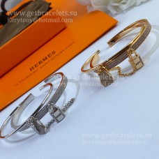 Bracelet Hermes Lock and Key avec diamants or rose/or blanc classique