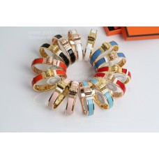 Bracelet à charnière en émail étroit Hermes en émail uni avec or rose/or jaune Bracelet à charnière en émail étroit Hermes en émail uni avec or rose/or jaune