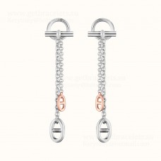 Boucles d'oreilles Hermes Farandole en Argent et Or Rose