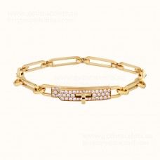 Hermes Femme Kelly Chaine Bracelet Avec Diamants Argent/Or Jaune/Or Rose Bijoux
