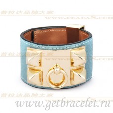 Hermes Collier de Chien Bracelet Bleu Avec Or