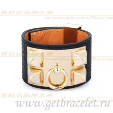 Hermes Collier de Chien Bracelet Noir Avec Or