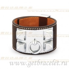 Hermes Collier de Chien Bracelet Café Avec Or