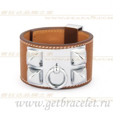 Hermes Collier de Chien Bracelet Châtaigne Avec Argent