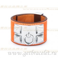 Hermes Collier de Chien Bracelet Orange Avec Argent