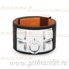 Hermes Collier de Chien Bracelet Noir Avec Argent