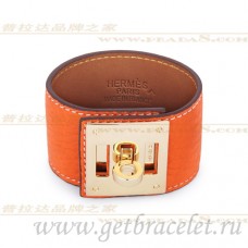 Bracelet Hermes Kelly Dog Orange Avec Or