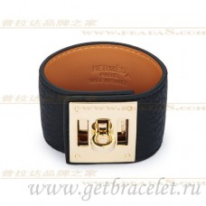 Bracelet Hermes Kelly Dog Noir Avec Or