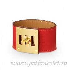 Bracelet Hermes Kelly Dog Rouge Avec Or