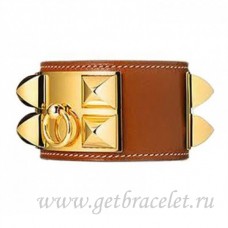 Hermes Collier de Chien Bracelet Marron Avec Or
