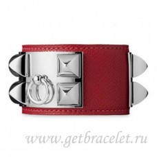 Hermes Collier de Chien Bracelet Rouge Avec Argent