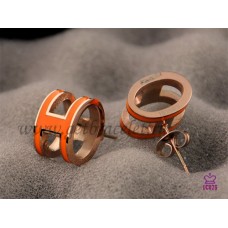 Boucles d'oreilles Hermes Pop H Orange en or rose Boucles d'oreilles Hermes Pop H Orange en or rose