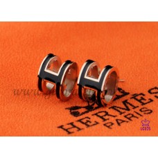Boucles d'oreilles Hermes Pop H noires en or rose Boucles d'oreilles Hermes Pop H noires en or rose