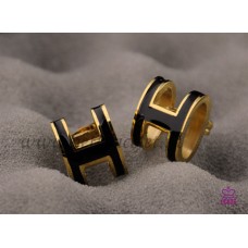 Boucles d'oreilles Hermes Pop H noires en or jaune Boucles d'oreilles Hermes Pop H noires en or jaune