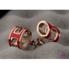 Boucles d'oreilles Hermes Pop H rouges en or rose Boucles d'oreilles Hermes Pop H rouges en or rose