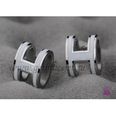 Boucles d'oreilles Hermes Pop H blanches en or blanc Boucles d'oreilles Hermes Pop H blanches en or blanc