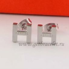 Boucles d'oreilles Hermes H en or blanc