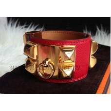Hermes Collier de Chien Bracelet Or Rouge