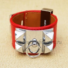 Hermes Collier de Chien Bracelet Rouge Argent Rouge Argent