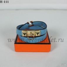 Hermes Rivale Double Wrap Bracelet Bleu Or