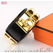 Hermes Collier de Chien Bracelet Noir Or
