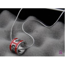 Hermès 3D Pop “H” Collier avec logo en forme d'os de serpent rouge en or blanc