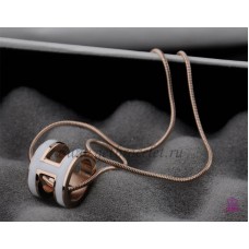 Hermès 3D Pop “H” Collier blanc en os de serpent avec logo en or rose