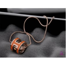 Hermès 3D Pop “H” Collier orange en forme d'os de serpent avec logo en or rose