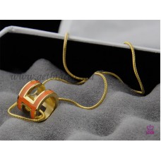 Hermès 3D Pop “H” Collier Orange Os de Serpent à logo en Or Jaune