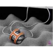 Hermès 3D Pop “H” Collier orange en forme d'os de serpent avec logo en or blanc