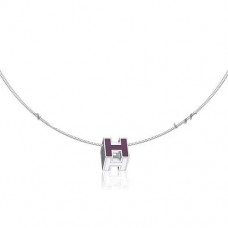 Hermes Cage dH Collier Violet en Laque Avec Or
