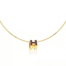 Collier Hermes Cage dH Violet en Laque Or Jaune Collier Hermes Cage dH Violet en Laque Or Jaune
