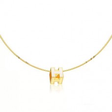 Collier Hermes Cage dH Blanc en Laque Or Jaune Collier Hermes Cage dH Blanc en Laque Or Jaune