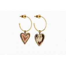 Dior Dioramour Boucles d'oreilles créoles asymétriques en laiton vintage avec pendentif en forme de cœur multicolore pour femme