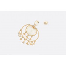 Dior Tribales Or jaune Fleur/Abeille/Étoile/CD Pendentifs Femme Asymétrie Perle Boucles d'oreilles