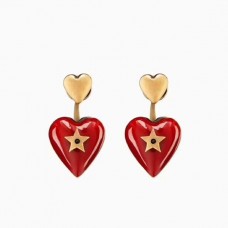 Dior Dioramour Pendentif Coeur Rouge Dames Boucles d'Oreilles Pendantes en Laiton Prix
