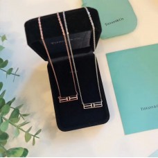 Tiffany T Deux Ouvert Barre Horizontale Pendentif Femme Diamants Collier Or Rose/Or Jaune/Argent