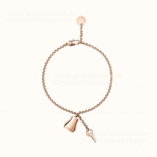 Hermes Kelly Clochette Bracelet Or Rose 17cm Bijoux
