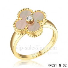 Bague Van Cleef Alhambra En Or Jaune Avec Nacre Grise