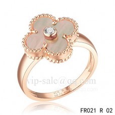 Bague Van Cleef Alhambra En Or Rose Avec Nacre Grise Bague Van Cleef Alhambra En Or Rose Avec Nacre Grise